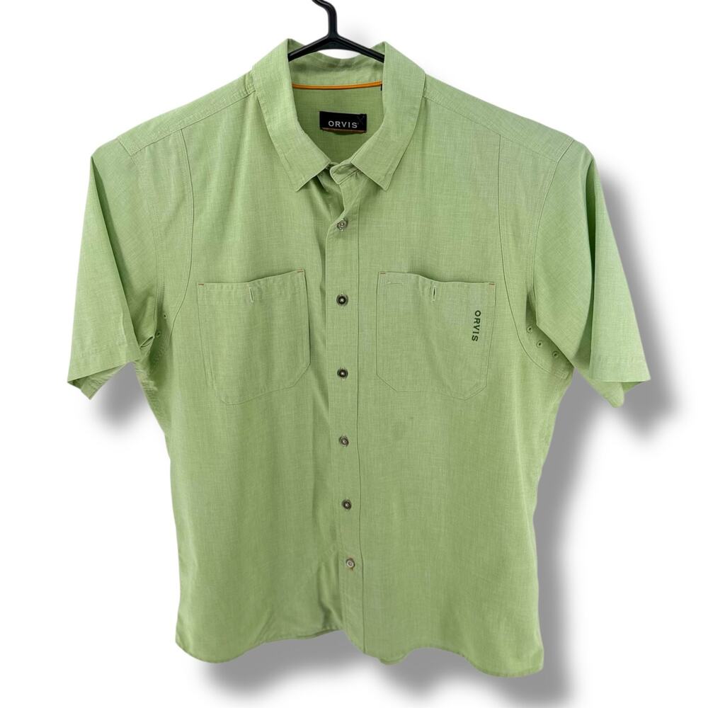 Orvis Open Air Caster Shirt Men's XL Short Sleeve Fishing Vented Green Gingham